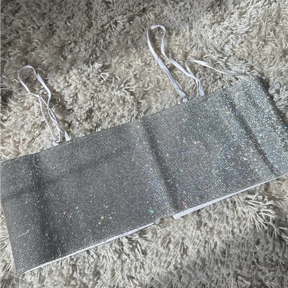Silver Rhinestone Crop Top